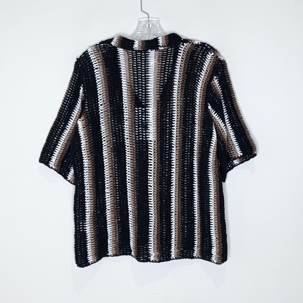 NEW All That Remains Colby Crochet Shirt (Sz US 4) Striped Black Brown White - Picture 10 of 14